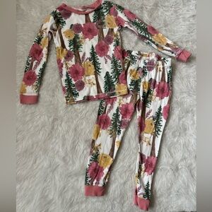 Burt's Bees Pink, Yellow & Green Floral Pine Kids Pajama Set